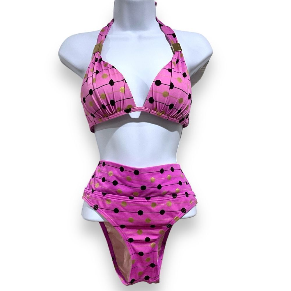 VICTORIA’S SECRET Pink Polka Dot Two Piece Bathing Suit Swimsuit Size Small